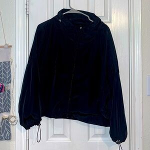 Fashion nova black hooded windbreaker jacket